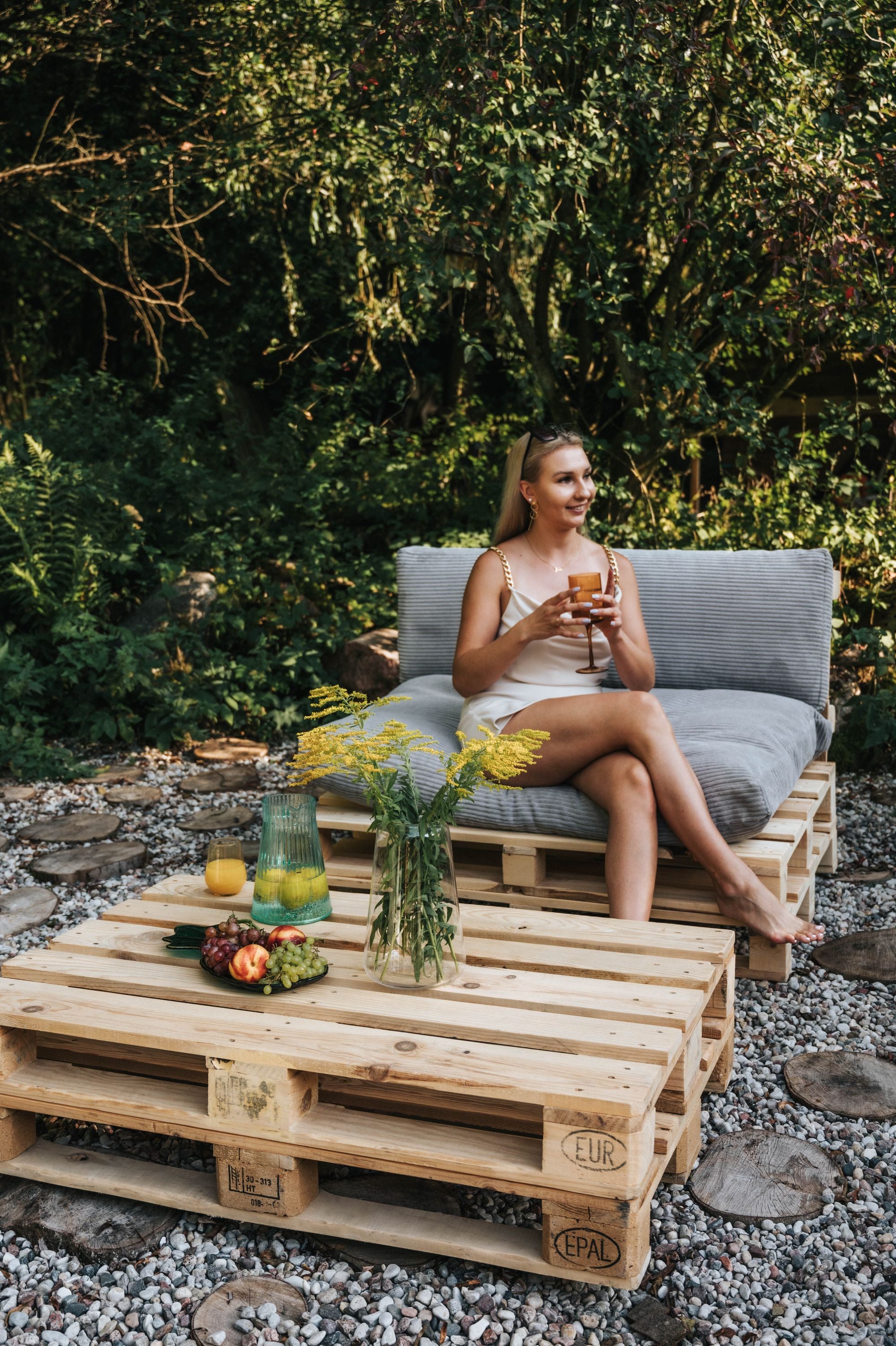 Poduszka na palety, sofy ogrodowe PWL 120x40  - jasnoszara WYPRZEDAŻ