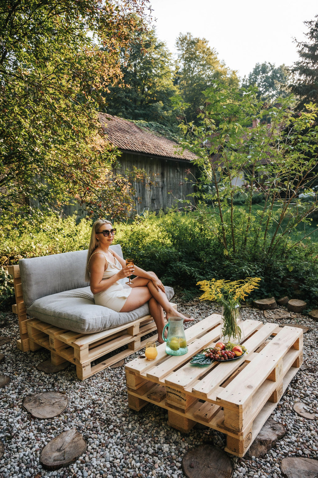 Poduszka na palety, sofy ogrodowe PWL 120x40  - jasnoszara WYPRZEDAŻ